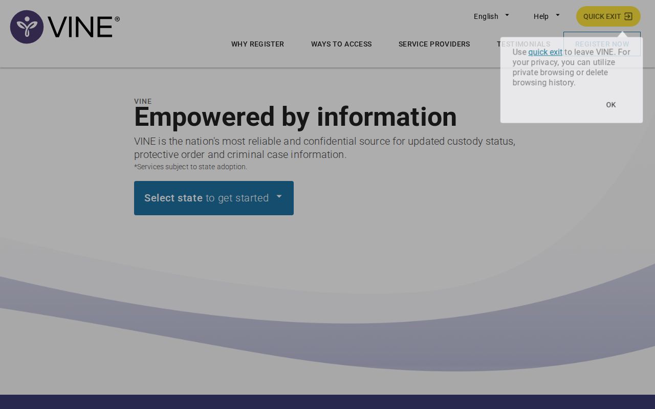 Illinois VINELink Kankakee custody alert registration screen